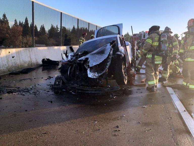 Tesla car battery ‘spontaneously’ catches fire, requiring 6,000 gallons of water to put it out