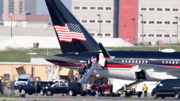 Images released of Trump’s historic trip to NYC day before he’s set to be arraigned