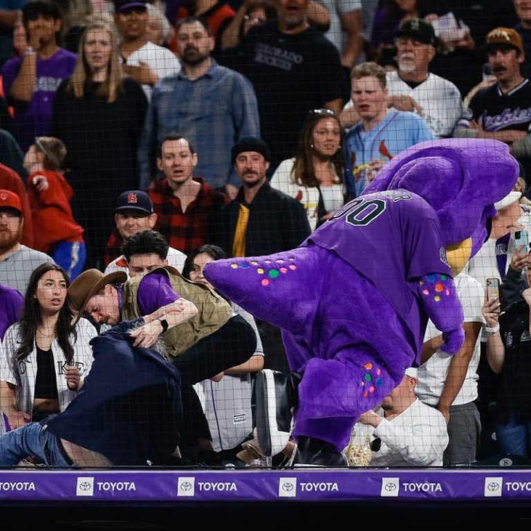 Police investigating after Rockies mascot Dinger tackled on dugout