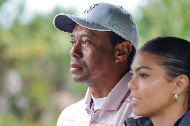 Tiger Woods’ daughter Sam caddies for him at PNC Championship