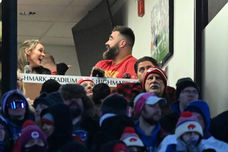 Jason Kelce wanted to break table at Bills-Chiefs game, wife Kylie says