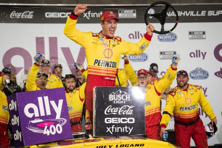 NASCAR highlights: Logano wins chaotic Nashville race in five overtimes