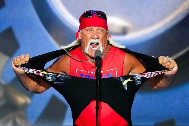 Hulk Hogan at Jake Paul fight in same shirt he ripped off at RNC