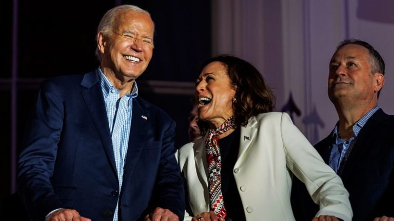 Kamala Harris praises Biden’s legacy in first remarks since announcing 2024 bid