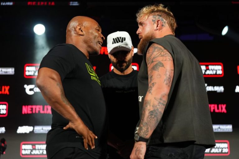 Tyson-Paul meet face to face to re-promote fight: ‘It’s happening’
