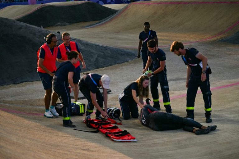 BMX racer Kye White leaves on stretcher after Olympic crash