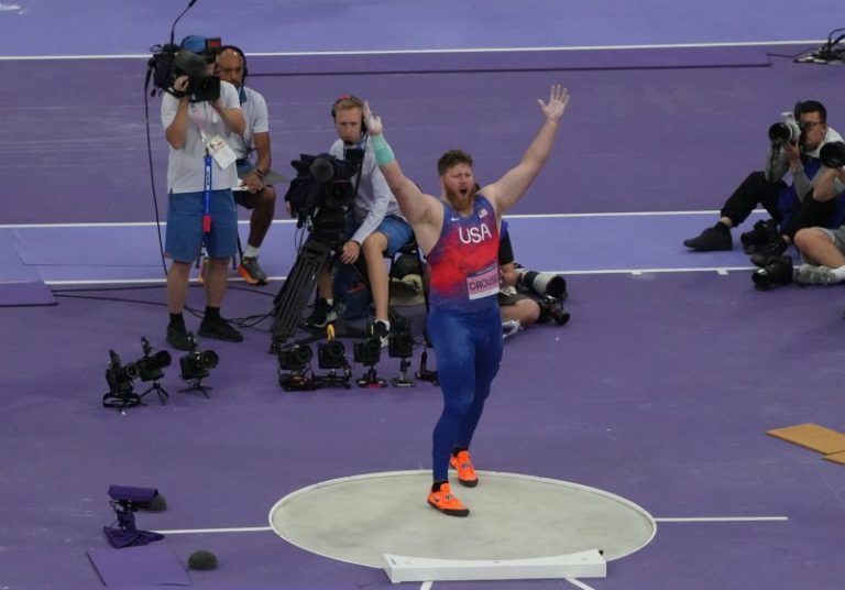 Crouser’s late grandfather ‘with me every step of the way’ to historic gold