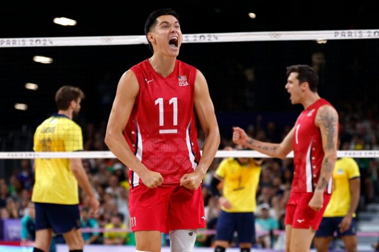 Unbeaten USA men’s volleyball heads to semis with win over Brazil