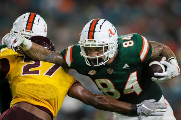 Miami tight end enters 9th college football season after setbacks