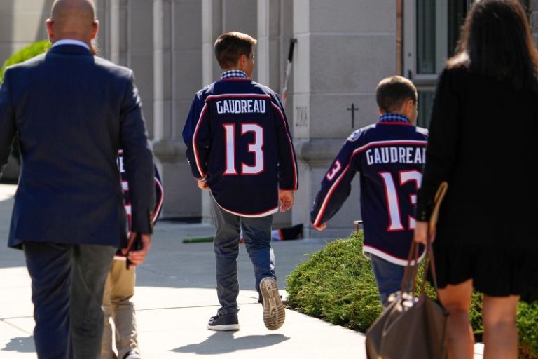 Johnny Gaudreau’s wife reveals pregnancy during hockey star’s funeral