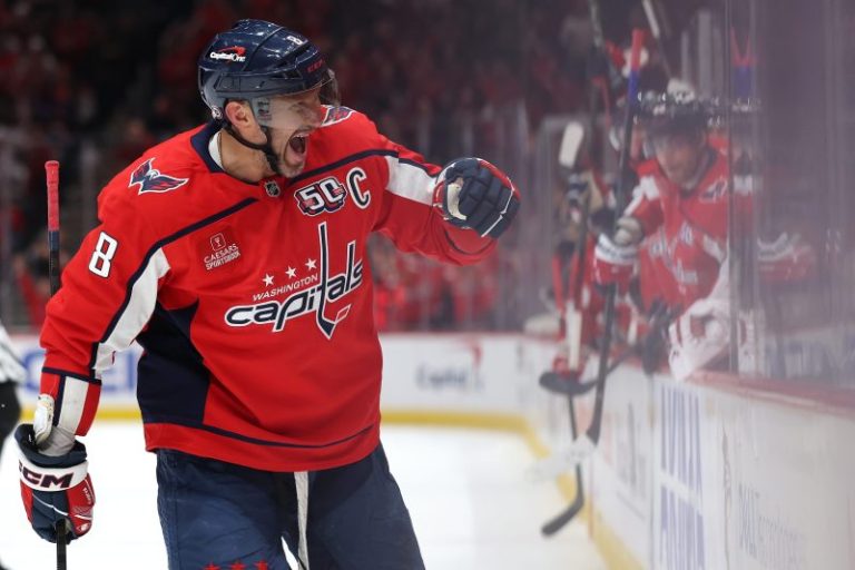 Ovechkin scores three goals, ties two records as he chases Gretzky