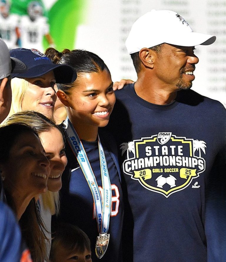 Watch: Tiger Woods celebrates daughter Sam Woods in state championship