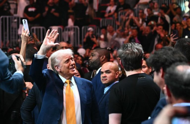 President Donald Trump attends UFC 314 in Miami