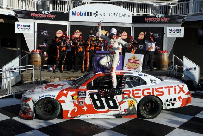 Young NASCAR star ‘grateful to be walking’ after scary fall celebrating win