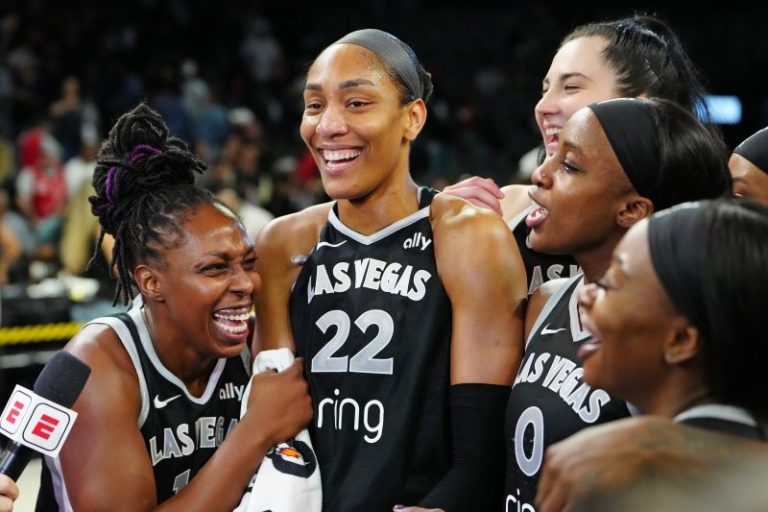 A’ja Wilson, Chelsea Gray struggle to describe Aces’ season in 1 word